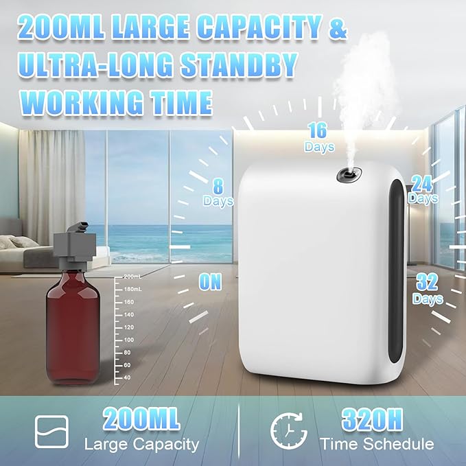 Waterless Diffuser for Home, Scent Air Machine for Home with Bluetooth-Connected 200ML, Whole House Air Freshener, Hotel Collection Diffuser for Large Room, Office, Yoga Room, Livingroom