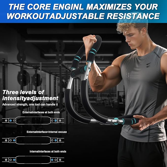 Arm Exerciser, Adjustable Spring Workout Bar, Forearm Triceps Chest Enhanced Exercise Strengthener, Portable Home Fitness Equipment