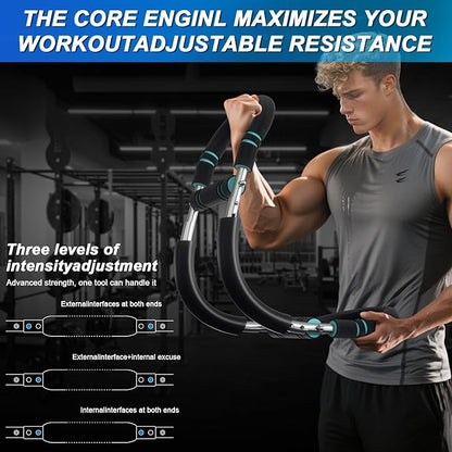 Arm Exerciser, Adjustable Spring Workout Bar, Forearm Triceps Chest Enhanced Exercise Strengthener, Portable Home Fitness Equipment