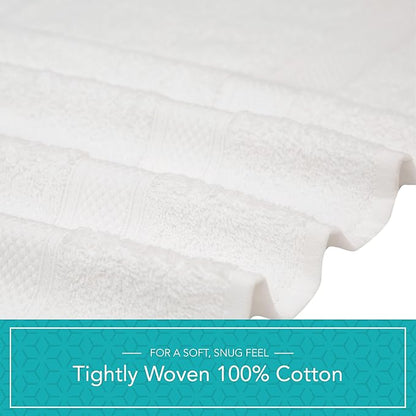 Pleasant Home Bath Towels Set of 6 (24” x 50”) 100% Cotton, 515 GSM | Lightweight, Soft & Absorbent Luxury Towels for Bathroom | for Gym, Pool & Spa | 6 Pack, White