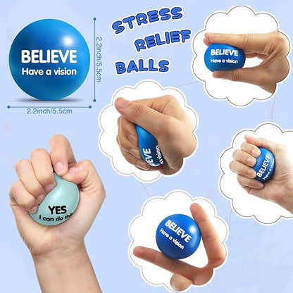 Liliful 48 Pieces Motivational Stress Balls Bulk for Adults Fidget Toys End of The Year Gifts Inspirational Squeeze Balls Employee Appreciation Gift Adult Goodie Bag 2. 2 Inch(Blue)