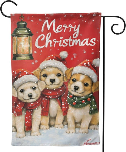 Christmas Dogs Garden Flag 12x18 In Double Sided Yard Flags Lawn Sign Decor No Flagstand