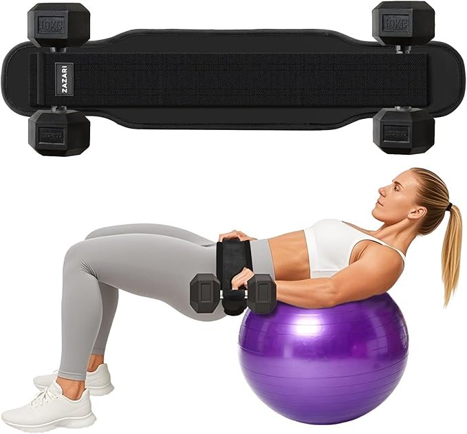 Heavy Duty Hip Thrust Belt with Comfortable Non-Slip Padding for Hip Protection – Effective Glute Builder & Booty Belt for Dumbbells, Kettlebells, Plates – Suited for Home, Gym, On-the-Go Workouts