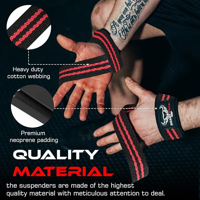 BEAST RAGE Lifting Wrist Straps for Weightlifting, Weight Lifting Straps Gym Grip Power Workouts Lifting Straps Padded Cotton Men Women Wrap Lift Deadlift Straps Hard Pull Exercise