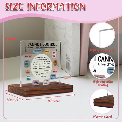 YODOCAMP I Can Control Psychology Student Graduation Gift Clear Acrylic 4.7 x 2.7 Inches Rectangular Tabletop Sign, Modern Inspirational Therapist Office Decor Plaque
