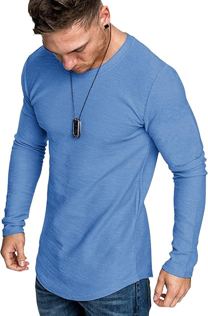 COOFANDY Men 2 Pack Muscle Fitted T Shirt Gym Workout Athletic Long Sleeves Tee