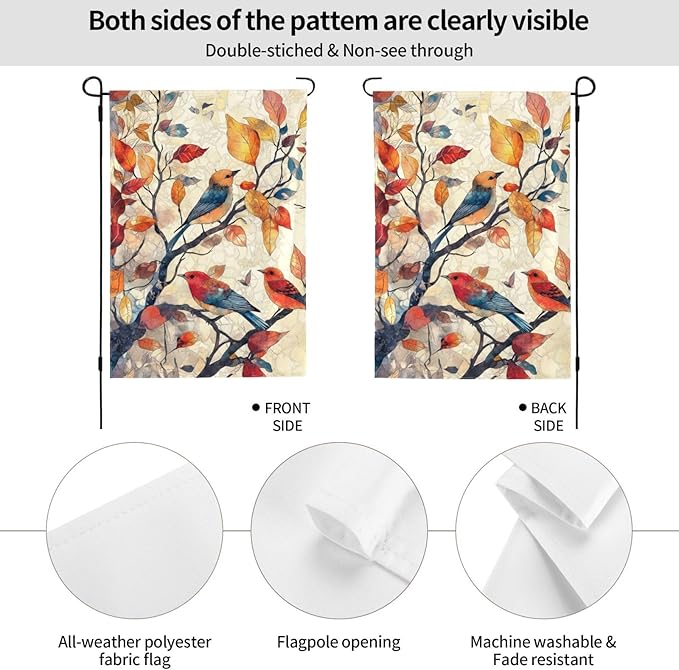 Birds Garden Flag 12x18 In Double Sided Yard Flags Lawn Sign Decor No Flagstand