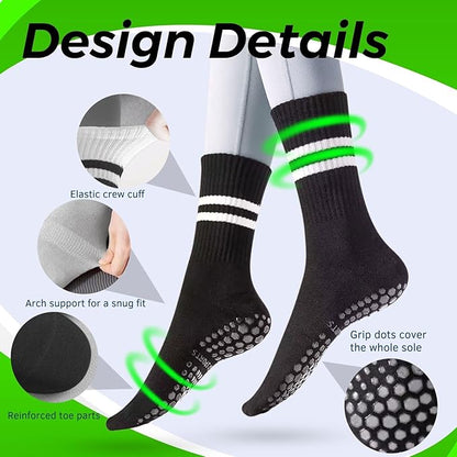 3/6 Pairs Cute Pilates Socks with Grips,Yoga Socks Barre Sock Non Slip Embroidery for Barre Ballet Barefoot Workout