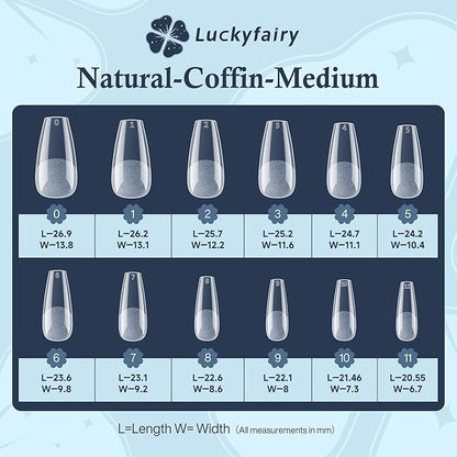 Medium Coffin Gel Nail Tips, 504pcs Soft Gel Pre-Shaped Acrylic Fake Nails, Half Matte Full Cover Clear Press on Flase Nail Tips for Extension Nail Manicure Home DIY 12 Sizes Gelly Tips