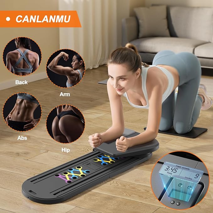 Pilates Board,Multifunctional Rebound Abdominal Board,Foldable Pilates Reformer Set, Ab Core Trainer Machine,Ab Exercise Board,Abs Workout Equipment for Women Home Gym Equipment