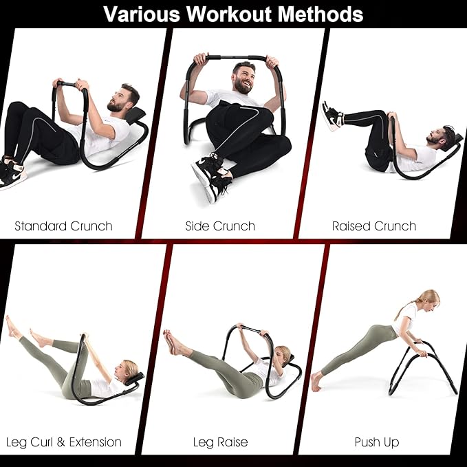 Goplus AB Fitness Crunch, Portable Abdominal Machine Workout Exerciser for Core Strength, Muscle Training, Sit Up AB Trainer for Home, Office, Gym