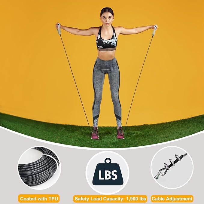32.8Ft/98.4Ft Fitness Pulley Cable, Gym Steel Cable for DIY Home Gym, Gym Cable Replacement for Pulley Cable Machine,TPU Coated,Thick 1/4"(6mm)
