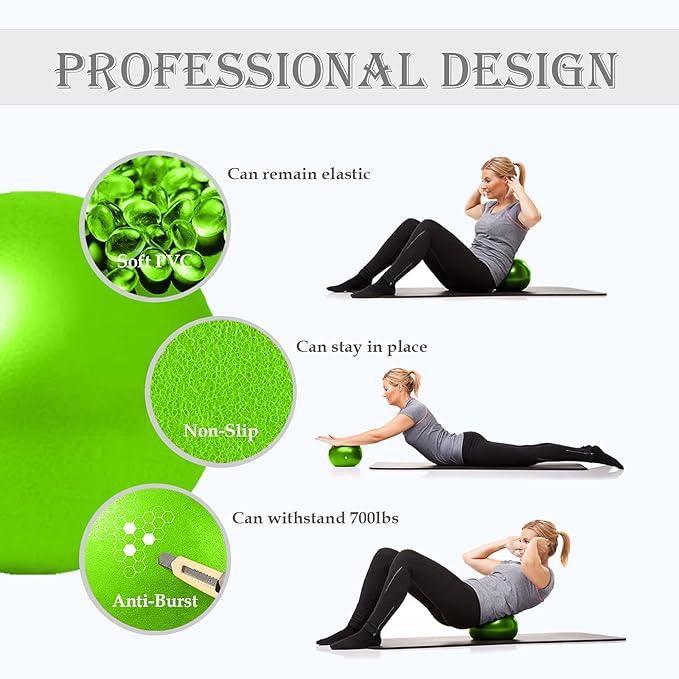 Soft Pilates Ball 9 Inch, Ideal Small Exercise Ball Between Knee Squeeze for Physical Therapy Yoga Core Medicine Abs Pt Bouncy, Mini Rubber Fitball Barre Workout Equipment for Women Men Kid Toddler