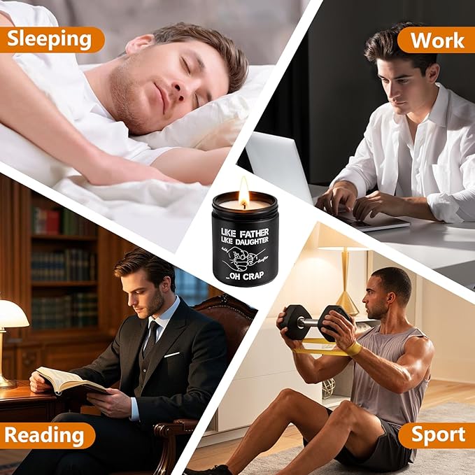 Like Father Like Daughter Candle Gift for Dad from Daughter，Cinnamon Vanilla Scented Candle 7oz Soy Wax Aromatherapy Candle,Gift for Daddy, Daughter, Father’s Day, Birthday, Christmas