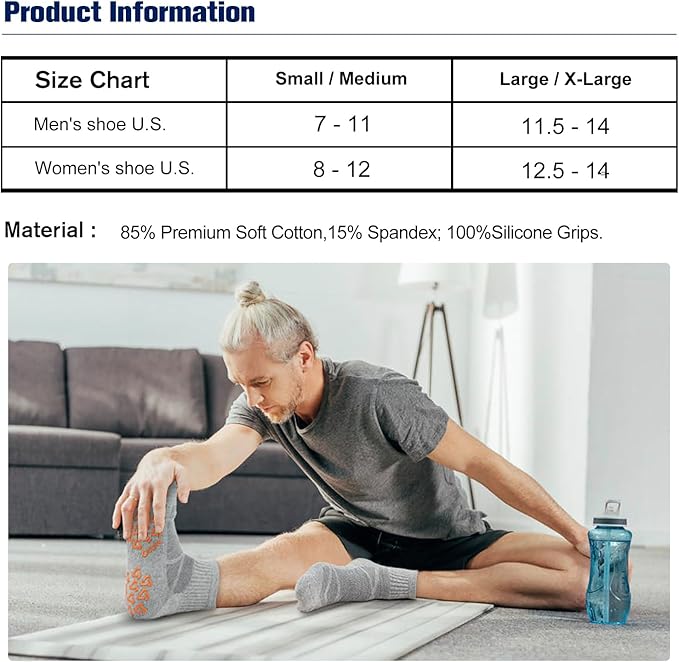 Ozaiic Non Slip Socks Grip for Yoga Home Workout Pure Barre, Pilates, Hospital, Ideal Cushion Socks for Men and Women