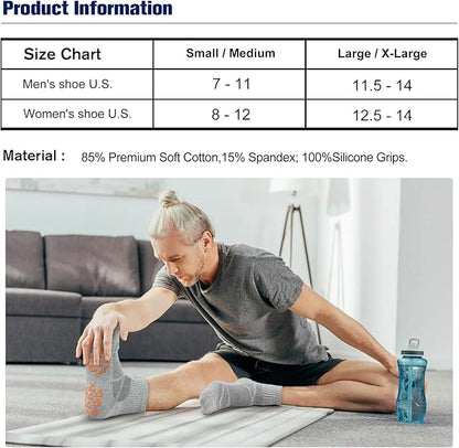 Ozaiic Non Slip Socks Grip for Yoga Home Workout Pure Barre, Pilates, Hospital, Ideal Cushion Socks for Men and Women