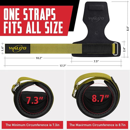 WALITO Weight Lifting Wrist Straps (Pair),Double Layer Leather Grips for Deadlift,Powerlifting and Gym Workouts, Adjustable Neoprene Padded Wrist Wraps - Men/Women, Heavy Duty Support