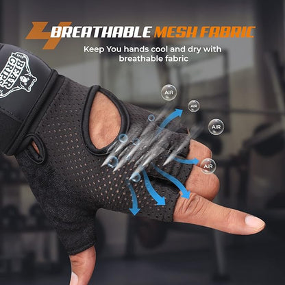 Bear Grips Weight Lifting Gloves for Men & Women | Half Finger Lifting Gloves | Full Finger Workout Gloves for Men | No Finger Exercise Gloves l Compression Weightlifting Gloves | Gym Gloves for Men
