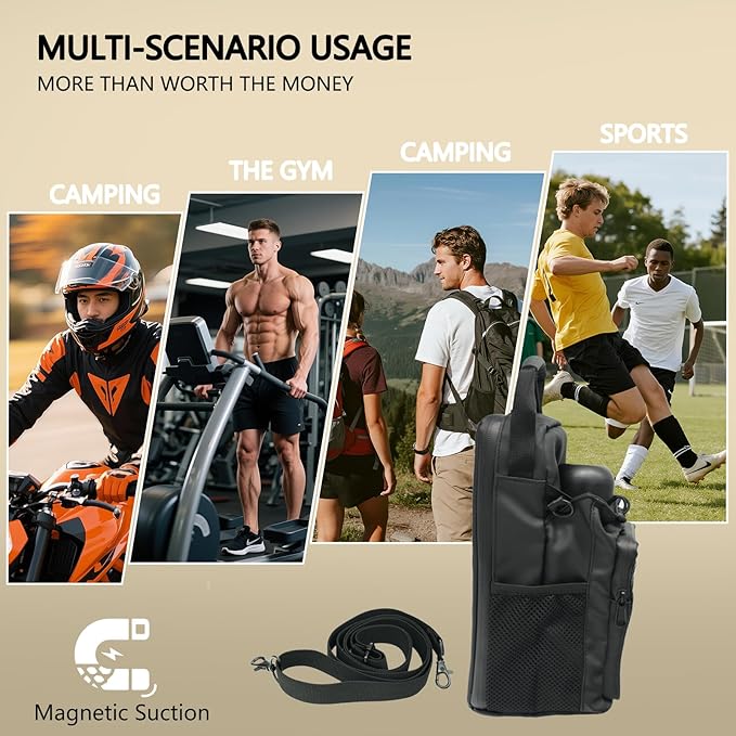 Premium Magnetic Gym Bag for Men & Women - Adjustable Strap,Magnetic Large Water Bottle Holder - Ideal for Fitness, Travel & Sports
