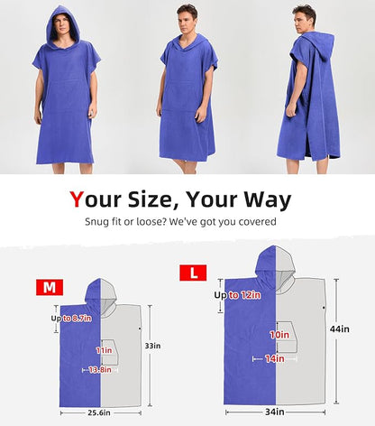 Abahub Surf Poncho Men & Women Towel Poncho Adult with Hood, Thick Quick Dry Changing Poncho Towel, Microfiber Wearable Cover Up for Surfing Beach Swim - Absorbent Changing Towel L (Purple)