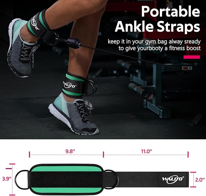 WALITO Gym Ankle Straps for Working Out - Glute Ankle Cuff Kickback Strap, Gym Cable Machine Accessories for Women Glute Leg Extensions, Hip Abductors & Lower Body Exercises Equipment