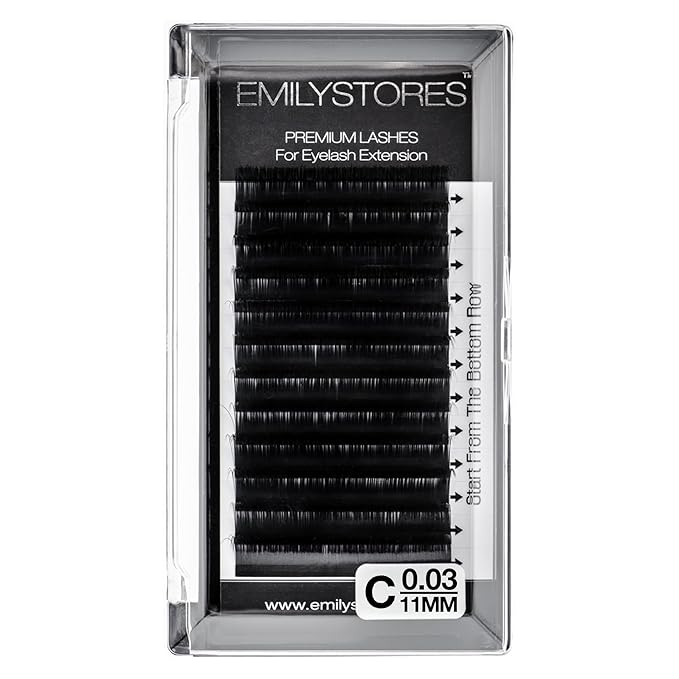 0.03mm Thickness C Curl Eyelash Extension 11MM Fine Soft Light-Weight Volume Individual Lash For Easy Fan Eyelash Extensions (11MM)