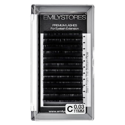 0.03mm Thickness C Curl Eyelash Extension 11MM Fine Soft Light-Weight Volume Individual Lash For Easy Fan Eyelash Extensions (11MM)