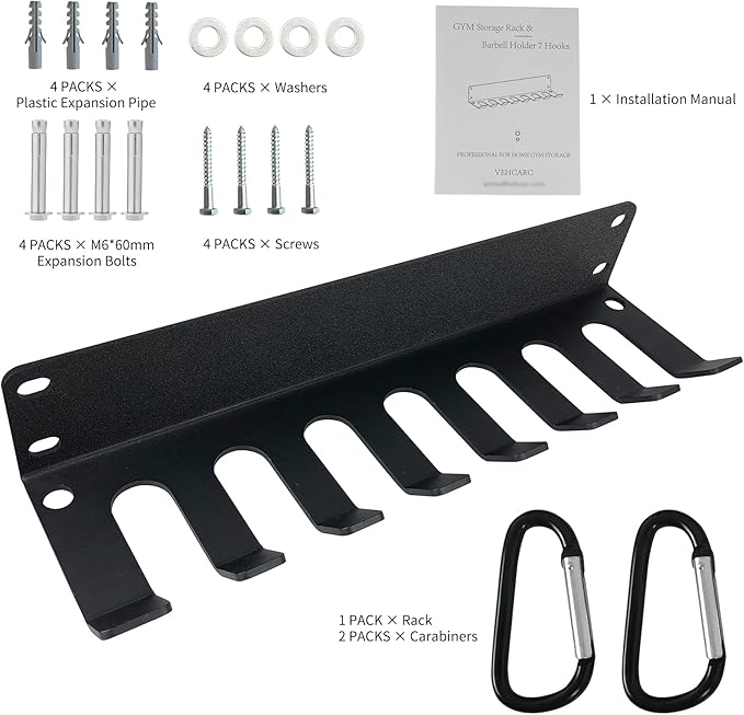Home Gym Storage - Heavy-Duty Barbell Holder, Kettlebells, Weight Bar, Workout Rack Equipment, Foam Roller, Jump Rope, Resistance Band