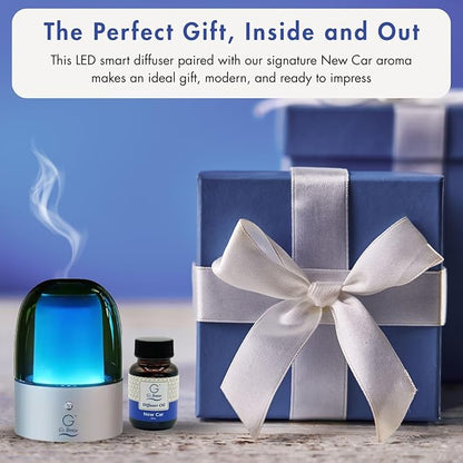 G's Breeze Smart Aroma Diffuser with 60ml New Car Scent Refill - Bluetooth & Wi-Fi App Control - LED Lighting & Adjustable Intensity - Long-Lasting Leather Automotive Fragrance for Home or Office