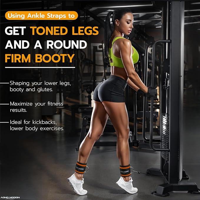Comfortable Adjustable Ankle Straps for Cable Machines Women, Gym Workout Leg Strap, Glute Cuff, Ankle Cuffs for Glute Workouts, Foot Straps for Kickback, One Size Fit All