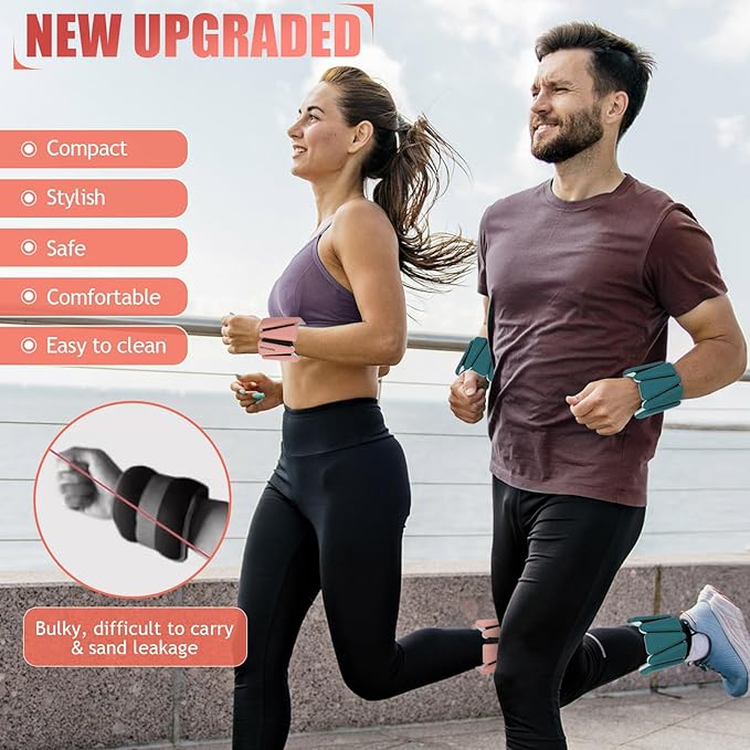 Ankle Weights Set of 2 (1 lb/2 lb/3 lb Each) Adjustable Wrist Weights for Women Men Wearable Arm Leg Weight for Pilates, Running, Walking, Workout, Yoga