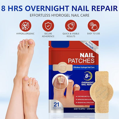 21Pcs Toenail Treatment Extra Strength - Nighttime Nail Patches, Nail Treatment Patches, Overnight Toe Nail Treatments for Damaged Nails Foot Nails Repair and Care
