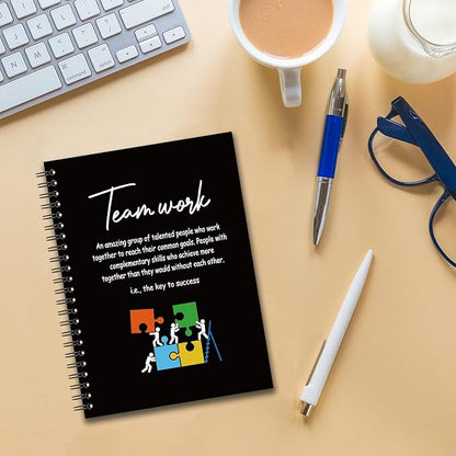 YAZMEEN Teamwork Blank Spiral Notebook（160 Pages） Teamwork Definition Hardcover Sketchbook Team Motivational Notebook Journal Funny Appreciation Gift for Employee Colleague Team Member Office Worker