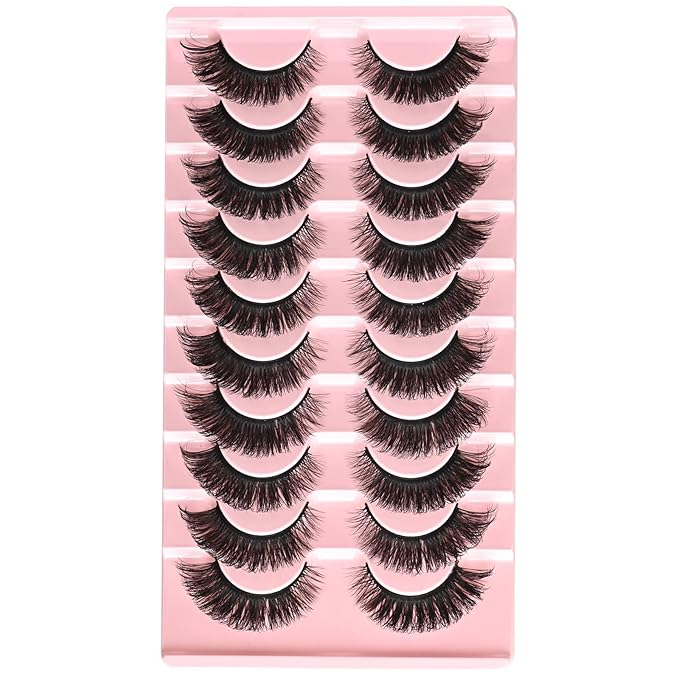 FARRED Cat Eye Lashes Mink Eyelashes Strips Natural Fluffy Strip Eyelash Extension Looking Wispy Full Volume Lash CC Curl Dramatic Short 8mm-15mm Pestañas Postizas for Women