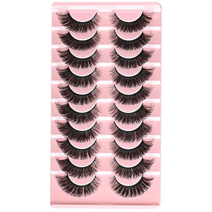 FARRED Cat Eye Lashes Mink Eyelashes Strips Natural Fluffy Strip Eyelash Extension Looking Wispy Full Volume Lash CC Curl Dramatic Short 8mm-15mm Pestañas Postizas for Women