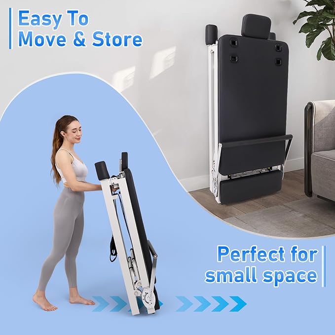 Pilates Reformer, 91In Foldable Pilates Reformer Machine for Home Use, Pilates Equipment with Jump Board & Dual Resistance – Adjustable Home Gym Equipment for Full-Body Workout, 400 lbs Capacity