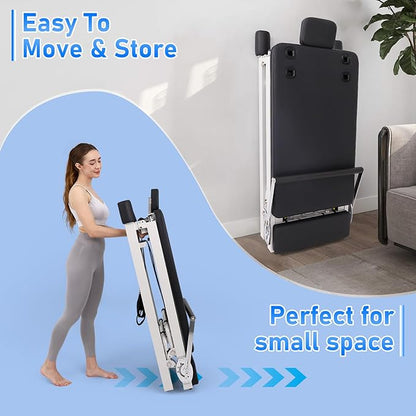 Pilates Reformer, 91In Foldable Pilates Reformer Machine for Home Use, Pilates Equipment with Jump Board & Dual Resistance – Adjustable Home Gym Equipment for Full-Body Workout, 400 lbs Capacity