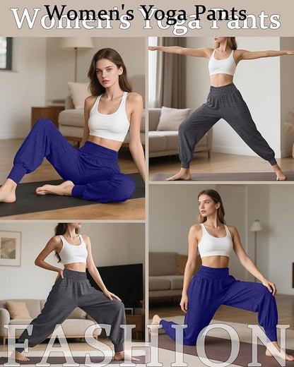 2 Pack Women's Yoga Joggers, Cozy Sweatpants with Pockets Casual Loose Comfy High Waisted Lounge Pants
