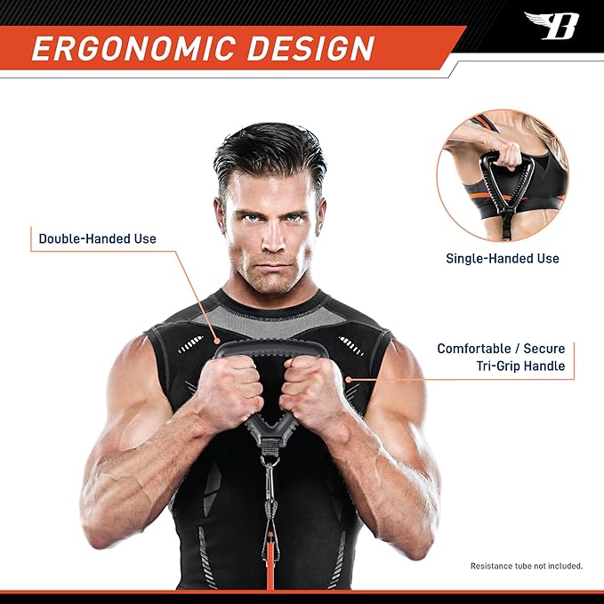 Bionic Body Tri-Grip Single Handle with Carabiner Clip Workout Resistance Tube Accessory BBTG-005, 2.50 x 7.00 x 8.00 inches