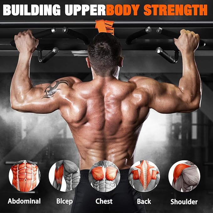 Pull Up Assistance Bands,Up to 300 lbs Assistance,Adjustable Heavy Duty 4 Pull Up Bands with Handle and Door Anchor for Home Gym Fitness Exercise Strength Training Workout Equipment