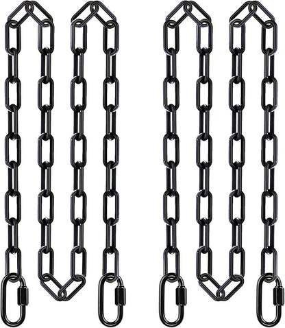SELEWARE 2 Pack 100 Inch Hanging Swing Chain with 4 Carabiners, 1000LB Capacity Plastic Coated Hanging Chains, Hammock Hardware Kit for Swing, Hanging Chair, Punching Bags, Indoor Outdoor Gym (Black)