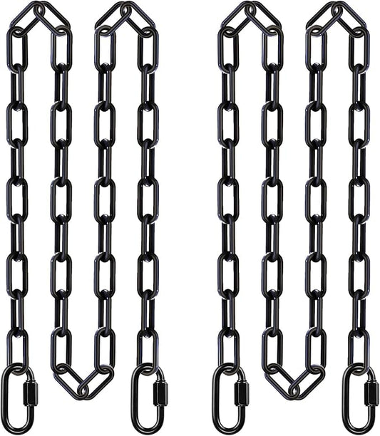 SELEWARE 2 Pack 100 Inch Hanging Swing Chain with 4 Carabiners, 1000LB Capacity Plastic Coated Hanging Chains, Hammock Hardware Kit for Swing, Hanging Chair, Punching Bags, Indoor Outdoor Gym (Black)