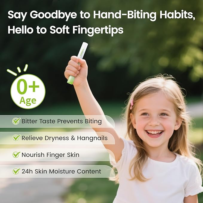 RUNBEN Nail Biting Treatment for Kids & Baby Bitter Taste Nail Care Pen to Stop Thumb Sucking & Biting Nails, Toddlers Safe & Natural Formula, 2-in-1 Repair & Deterrent (0.14 oz)