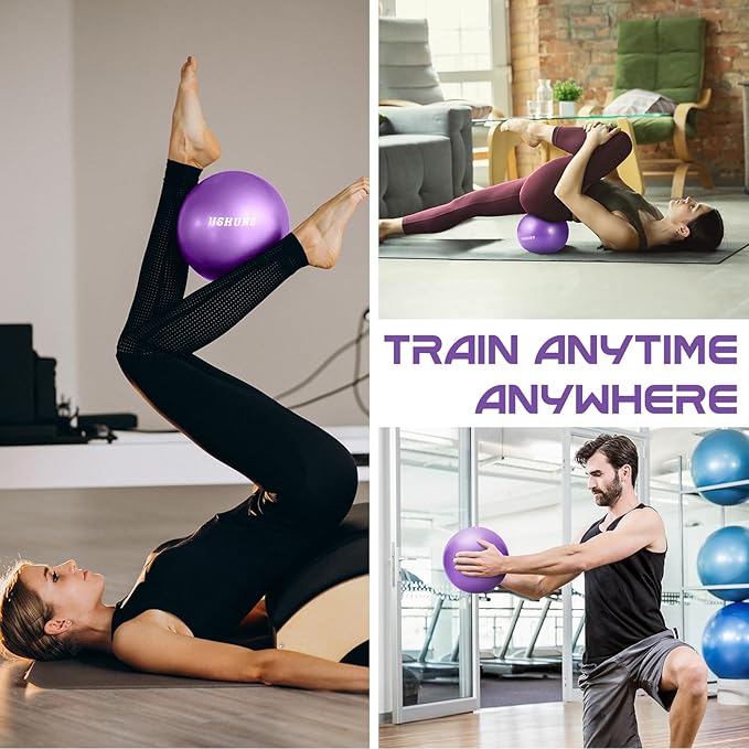 Pilates Ball, 9 Inch Small Exercise Mini Soft Workout Yoga Ball with Exercise Guide, for Home Gym Yoga, Pilates, Core Training, Workout, Balance, Stability