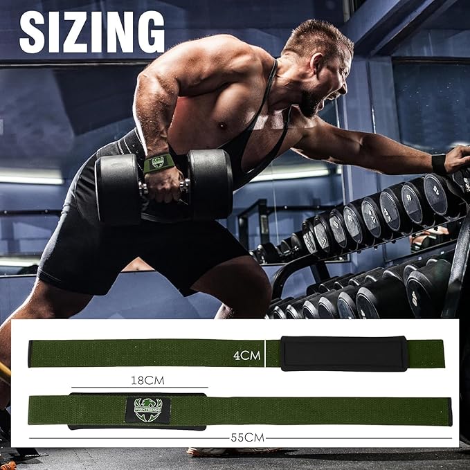 FIGHTSENSE Lifting straps for weightlifting, Gym wrist straps for men women, Neoprene Padded Cotton Weightlifting Straps for Bodybuilding, Powerlifting, Deadlifting and strength training