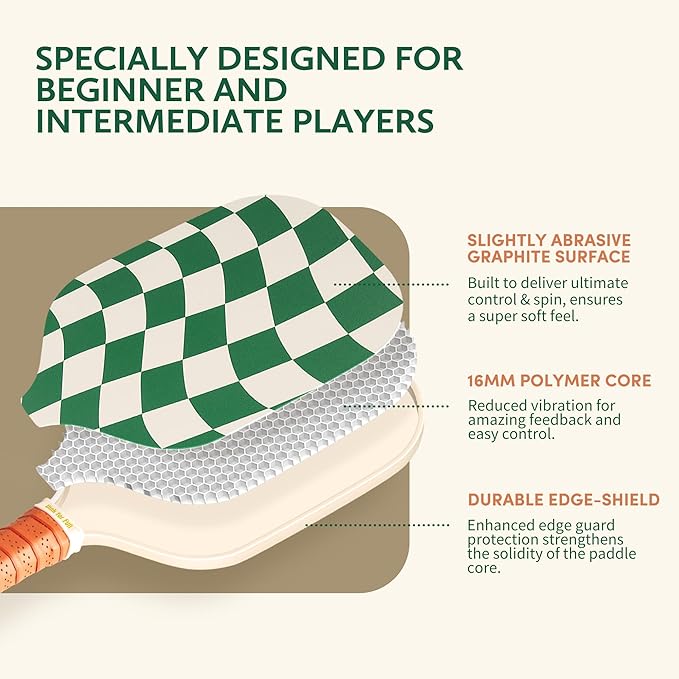 Pickleball Paddles Set of 2/4- USAPA Approved Graphite/Fiberglass Pickleball Racket, 2 Pickleball Rackets, 4 Balls and 1 Portable Carry Bag, Aesthetic Pickle Ball Set for Men Women Beginners