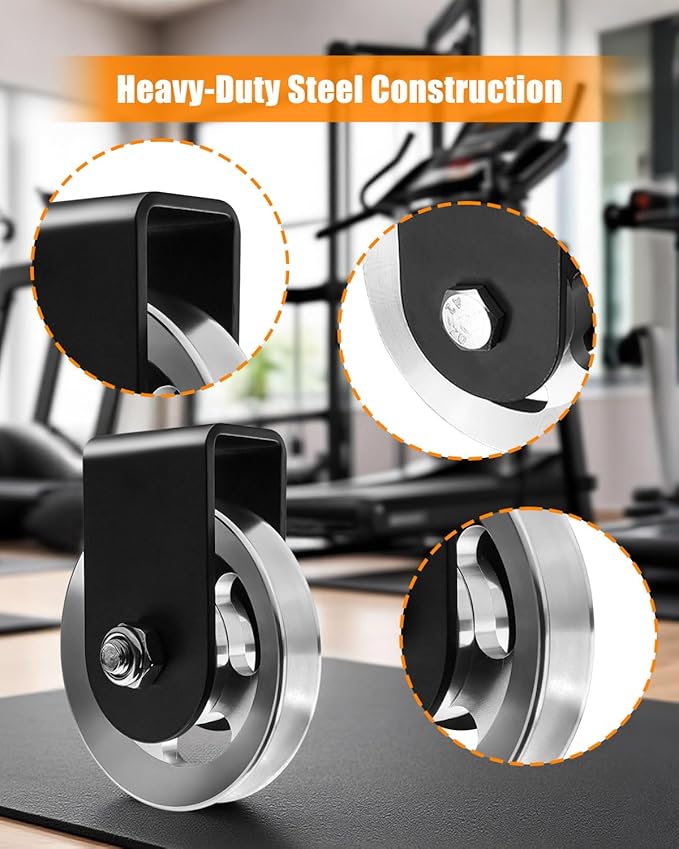 Home Gym Pulley System LAT Pulley Machine, Heavy Duty 304 Steel Cable Pulley System for Power Cage with Quiet Aluminum Pulley