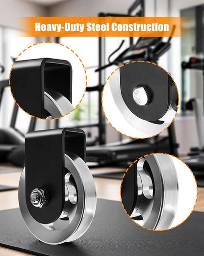 Home Gym Pulley System LAT Pulley Machine, Heavy Duty 304 Steel Cable Pulley System for Power Cage with Quiet Aluminum Pulley