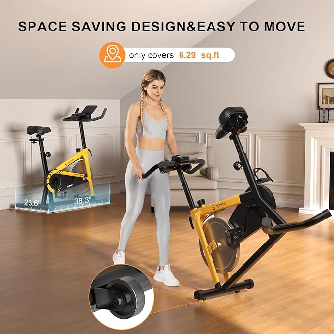 Exercise Bikes for Home,Indoor Cycling Bike with Adjustable Friction,Brake Pad Resistance Silent Belt Drive,330lbs Weight Capacity &Upgraded Version Seat for Home Cardio&Weight Loss