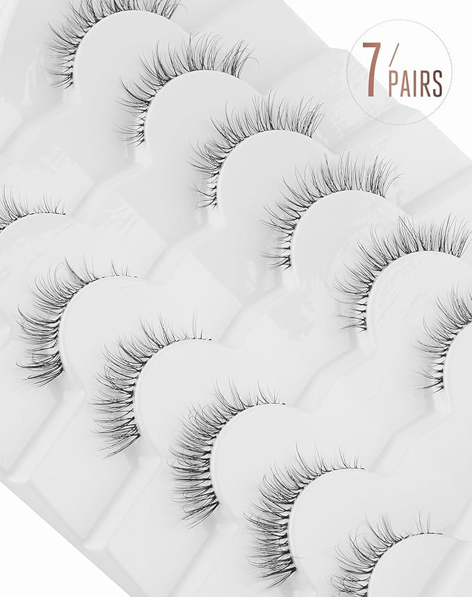 Onlyall False Eyelashes Natural Wispy Lashes Clear Band Fake Lashes H92